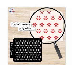 Pochoir feuille de texture Fleurettes pour p&acirc;te polym&egrave;re  Stencil flower polymer clay