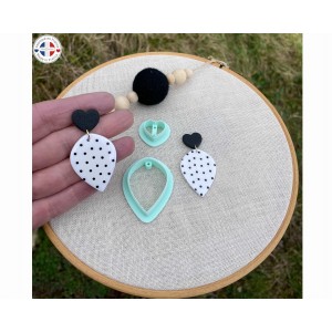 Emporte-pi&egrave;ce boucles d&rsquo;oreilles Goutte C&oelig;ur - Coupe argile polym&egrave;re - Heart polymer clay cutter