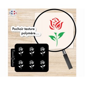Pochoir feuille de texture motif Rose pour p&acirc;te polym&egrave;re - Stencil tulip polymer clay