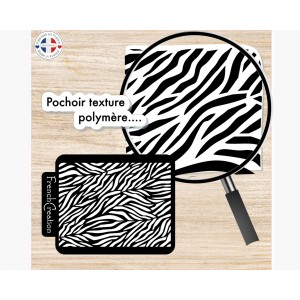 Pochoir texture Z&egrave;bre - Motif animal - Pour argile polym&egrave;re - bijoux DIY et cr&eacute;ations artisanales