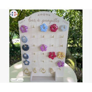 Pr&eacute;sentoir &agrave; pampilles en bois avec 30 crochets dor&eacute;s - Support amovible imprim&eacute; en 3D - Bar &agrave; pampilles boucles ou cr&eacute;oles