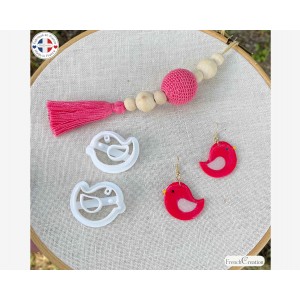 Lot de 2 emporte-pi&egrave;ces oiseaux p&acirc;te polym&egrave;re &ndash; Bird polymer clay cutter &ndash; outil boucles d&rsquo;oreilles Fimo