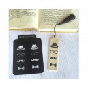 Pochoir Marque-page Homme – Men’s Style – Pochoir PVC souple pour pâte polymère, motif moustache lunettes nœud papillon